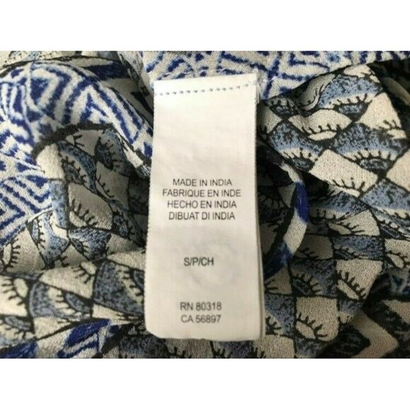 LUCKY BRAND Semi Sheer Blouse Top Size Small Blue Boho Peasant Beaded Detail - Picture 8 of 8